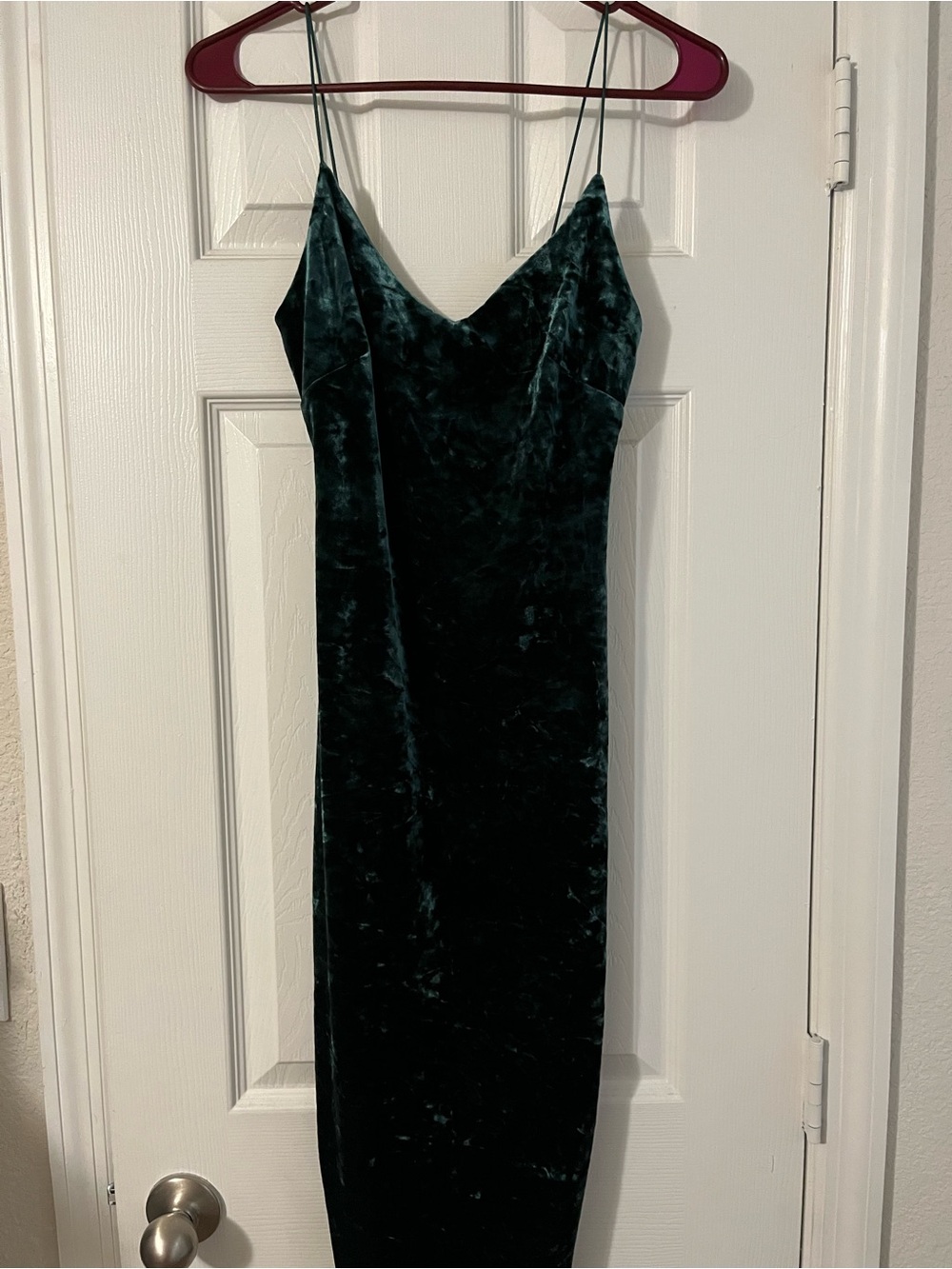 Revamped Velvet Slip Midi Dress in Dark Teal